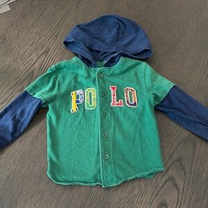 Polo by Ralph Lauren Kids Green Hoodie with Blue Sleeves